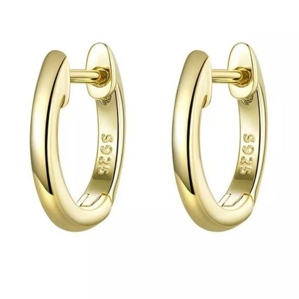 Gold?Plated 925 Sterling Silver Huggies Earrings